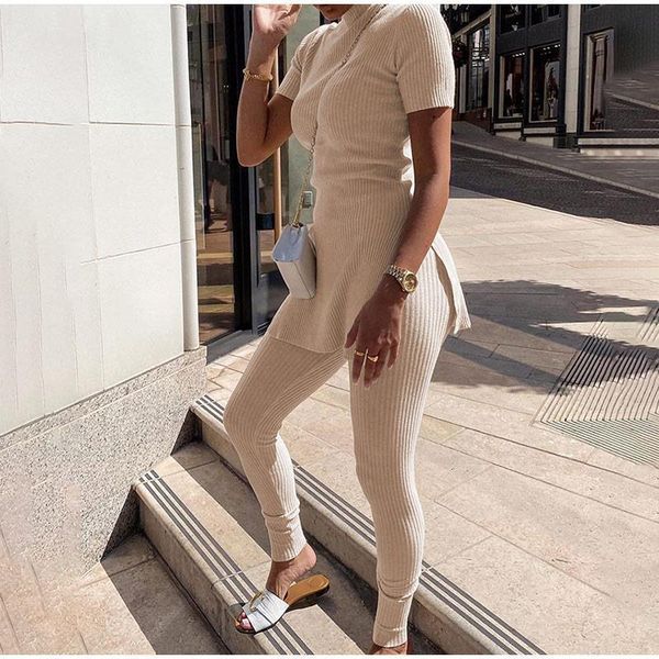 knitted ribbed t shirts women tracksuits set 2 piece short sleeve shirt female suit autumn streetwear ladies long pants suits, Gray
knitted ribbed t shirts women tracksuits set 2 piece short sleeve shirt female suit autumn streetwear ladies long pants suits, Gray