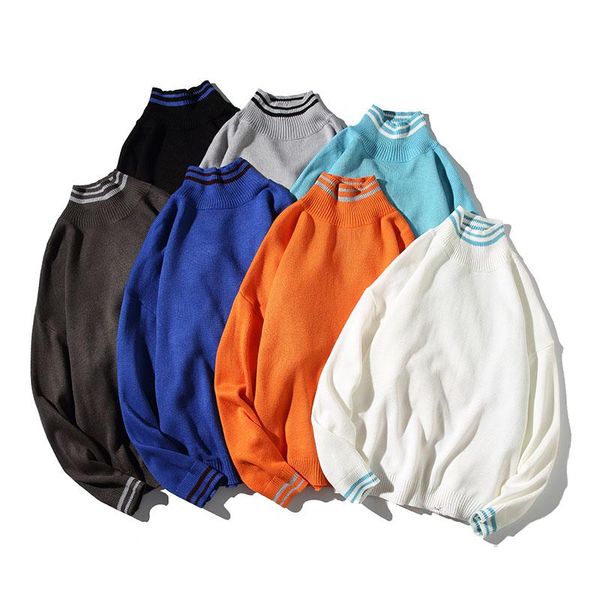 men's sweaters autumn winter warm turtleneck oversize loose knitted pullovers men solid color casual high collar sweater, White;black
men's sweaters autumn winter warm turtleneck oversize loose knitted pullovers men solid color casual high collar sweater, White;black