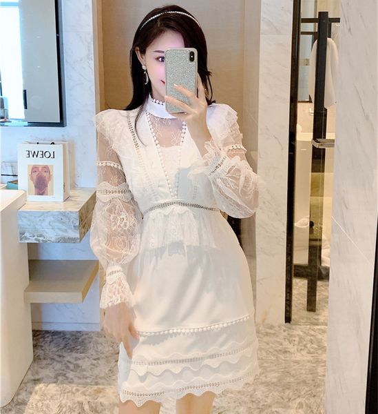 High Quality Luxury Design Runway puff sleeve Dress Women Autumn Sexy High waist Patchwork Ruffles White Hollow Out Mini Dress, Picture color
High Quality Luxury Design Runway puff sleeve Dress Women Autumn Sexy High waist Patchwork Ruffles White Hollow Out Mini Dress, Picture color