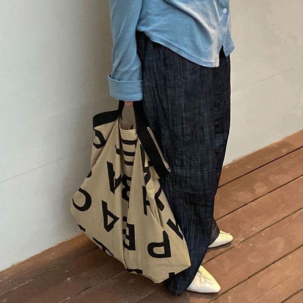 shoulder bags large bag women's canvas casual tote stylish waterproof shopping cloth foldaway travel letter print handbag
shoulder bags large bag women's canvas casual tote stylish waterproof shopping cloth foldaway travel letter print handbag