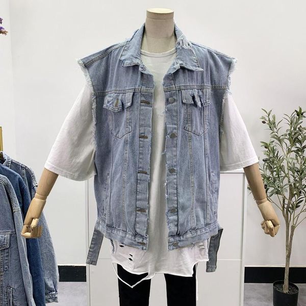 spring summer 2021 casual hole denim vest women loose vintage frayed burr light blue sleeveless outwear street jeans veste femme women', Black;white
spring summer 2021 casual hole denim vest women loose vintage frayed burr light blue sleeveless outwear street jeans veste femme women', Black;white