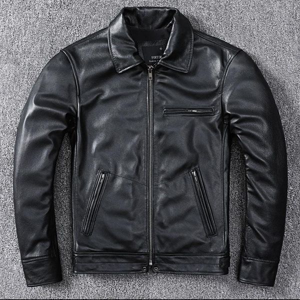 men's leather & faux spring genuine jacket.men quality business casual soft sheepskin coat.papa clothes, Black
men's leather & faux spring genuine jacket.men quality business casual soft sheepskin coat.papa clothes, Black