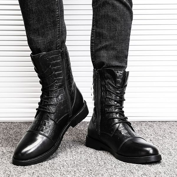 luury designer genuine leather mens boots pointed high boots man crocodile pattern boots winter business punk men
luury designer genuine leather mens boots pointed high boots man crocodile pattern boots winter business punk men