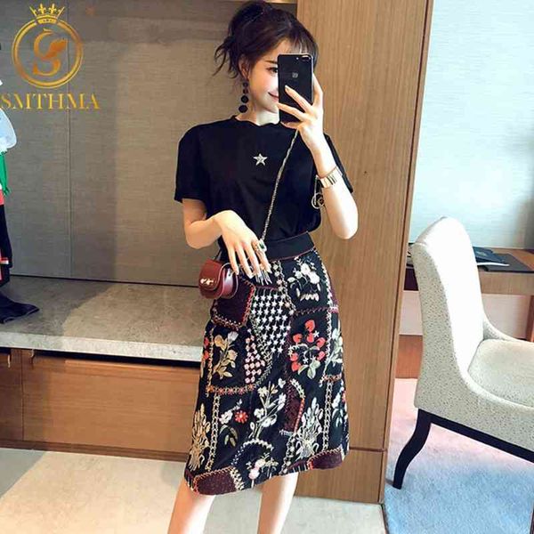 arrival short sleeve beading black t-shirt +mesh embroidery flowers skirt 2pcs sets vintage high waist skirts suits 210520, White
arrival short sleeve beading black t-shirt +mesh embroidery flowers skirt 2pcs sets vintage high waist skirts suits 210520, White