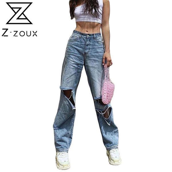 women pant hole high waist denim wide leg pants all match casual jeans trousers fashion long 210524, Blue 
women pant hole high waist denim wide leg pants all match casual jeans trousers fashion long 210524, Blue