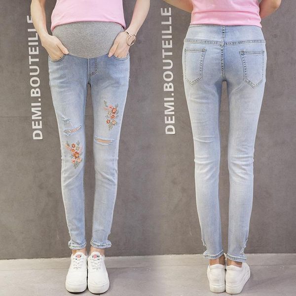 embroidery flower denim maternity jeans summer light blue ripped hole pencil pregnancy trousers clothes for pregnant women bottoms, White
embroidery flower denim maternity jeans summer light blue ripped hole pencil pregnancy trousers clothes for pregnant women bottoms, White