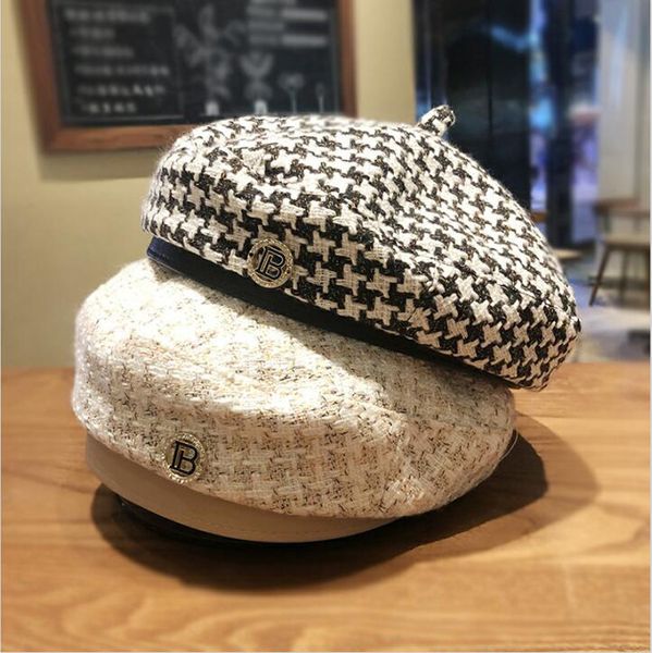 new women's autumn and winter small fragrance thousand bird lattice beret british net red fashion versatile hat, Yellow
new women's autumn and winter small fragrance thousand bird lattice beret british net red fashion versatile hat, Yellow