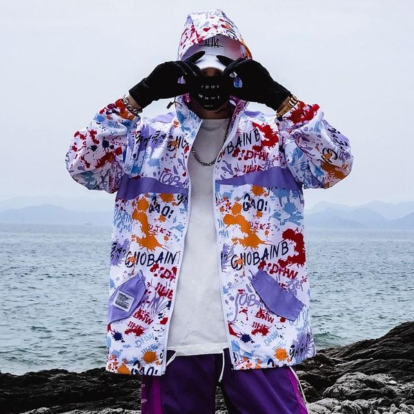 men's jackets 2pcs/ lot graffiti print jacket men hip hop windbreakers hoody slim fit mens spring autumn summer streetwear thin coat, Black;brown
men's jackets 2pcs/ lot graffiti print jacket men hip hop windbreakers hoody slim fit mens spring autumn summer streetwear thin coat, Black;brown