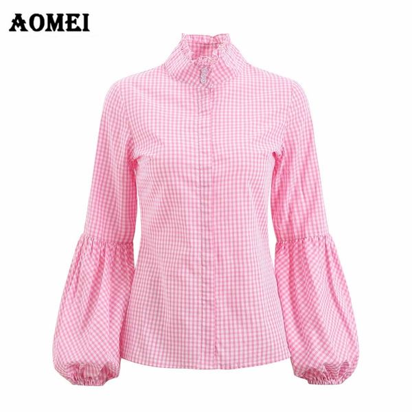 women blouse retro pink plaid shirts lantern grid long sleeves ruched turtle neck button arrival spring blusas casual 210416, Blue
women blouse retro pink plaid shirts lantern grid long sleeves ruched turtle neck button arrival spring blusas casual 210416, Blue