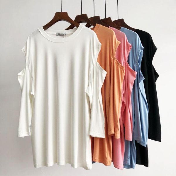 women's t-shirt 2021 off-the-shoulder seven-sleeve knitted women loose thin korean casual summer long t shirts z858, White
women's t-shirt 2021 off-the-shoulder seven-sleeve knitted women loose thin korean casual summer long t shirts z858, White