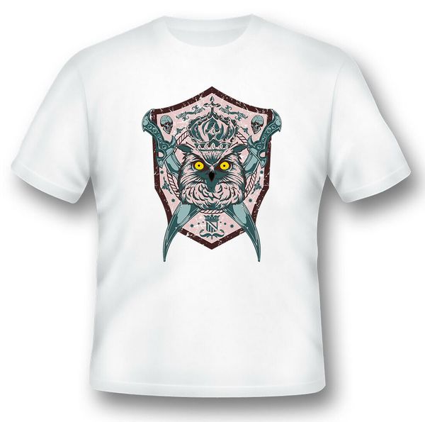 horned owl crown and knifes black or white tee shirt, White;black
horned owl crown and knifes black or white tee shirt, White;black