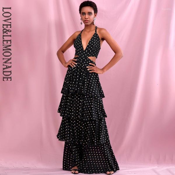 casual dresses love & lemonade black v-neck waist cut out golden polka dot chiffon layered ruffles beach party maxi dress lm823651 xx24, Black;gray
casual dresses love & lemonade black v-neck waist cut out golden polka dot chiffon layered ruffles beach party maxi dress lm823651 xx24, Black;gray