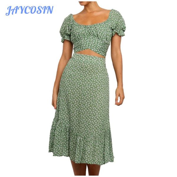 women set clothing floral print short sleeve crop + skirt two piece 2021 summer suit f9 dress, White
women set clothing floral print short sleeve crop + skirt two piece 2021 summer suit f9 dress, White