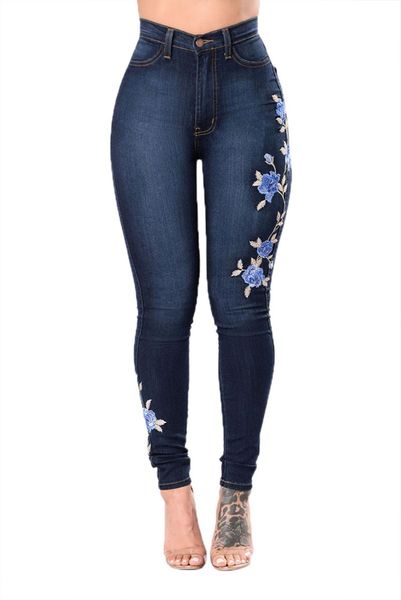 embroidered denim jeans - fashion pencil trousers womens pants floral high waisted women's, Blue
embroidered denim jeans - fashion pencil trousers womens pants floral high waisted women's, Blue