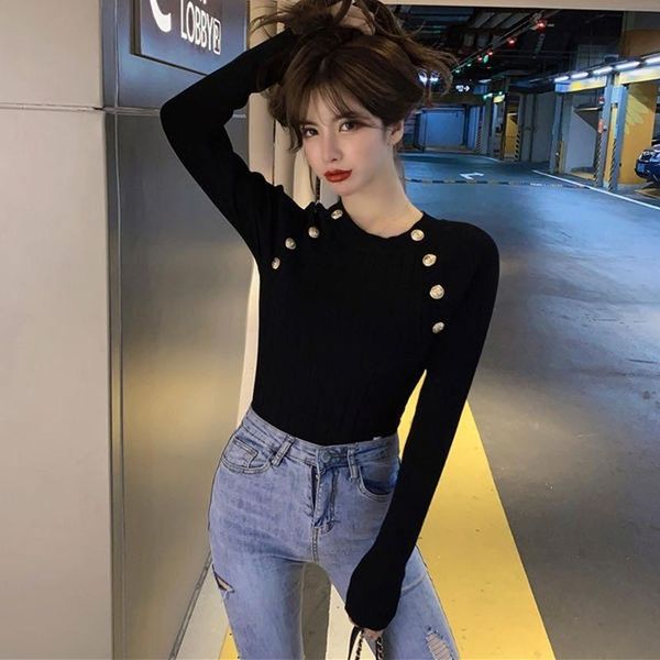women's sweaters women autumn fashion 2021 knitting long sleeve o-neck slim pullovers female office lady button casual z186, White;black
women's sweaters women autumn fashion 2021 knitting long sleeve o-neck slim pullovers female office lady button casual z186, White;black