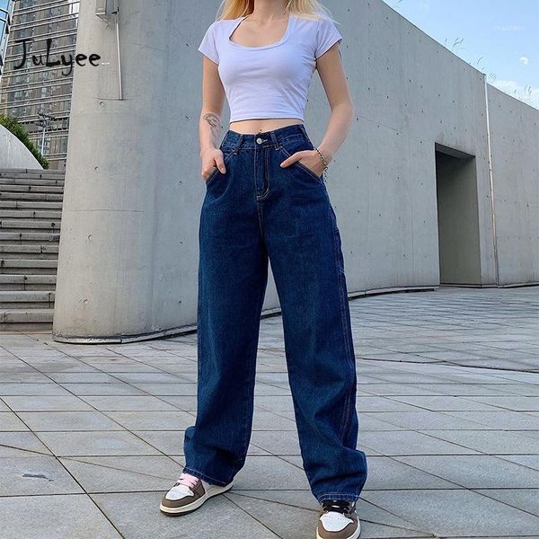 women's jeans julyee women jean cotton solid high waist patchwork pockets summer casual loose straight full length, Blue
women's jeans julyee women jean cotton solid high waist patchwork pockets summer casual loose straight full length, Blue