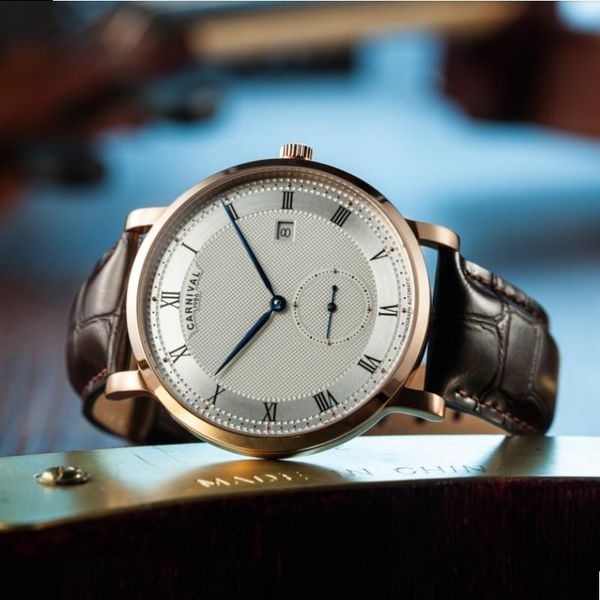 wristwatches switzerland carnival mechanical watch men waterproof leather watches clock reloj hombre erkek kol saati relogio, Slivery;brown
wristwatches switzerland carnival mechanical watch men waterproof leather watches clock reloj hombre erkek kol saati relogio, Slivery;brown