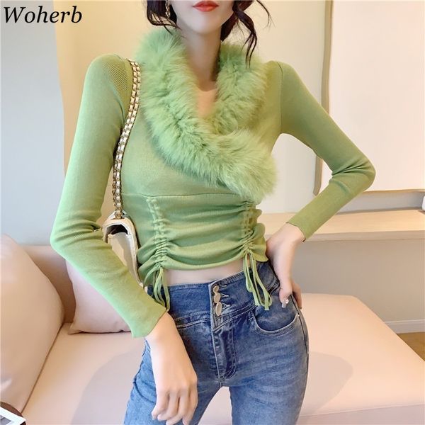 women pullovers fake fur collar warm knitted pleated sweater korean chic fashion basic jumper sueter mujer 210417, White;black
women pullovers fake fur collar warm knitted pleated sweater korean chic fashion basic jumper sueter mujer 210417, White;black