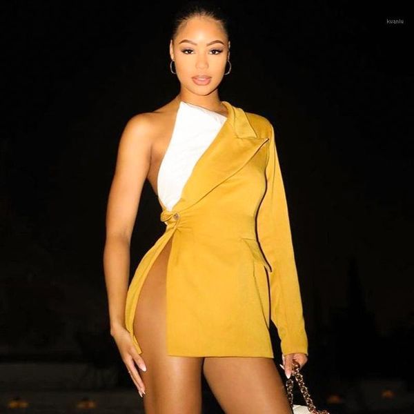 women's suits & blazers 2021 autumn one shoulder turn down collar long sleeve yellow patchwork coats female streetwear casual fashion b, White;black
women's suits & blazers 2021 autumn one shoulder turn down collar long sleeve yellow patchwork coats female streetwear casual fashion b, White;black