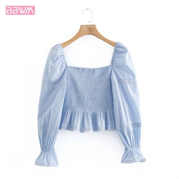spring women square neck long sleeve slim t-shirt vintage blue puff sleeve stretch bust ruffle chic female 210507, White
spring women square neck long sleeve slim t-shirt vintage blue puff sleeve stretch bust ruffle chic female 210507, White