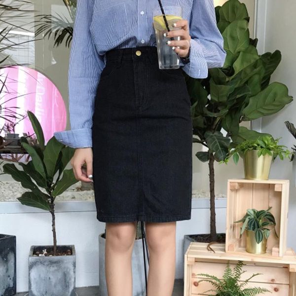 skirts summer women's korean version high-waisted body after opening fork half-body skirt long-style denim bag buttocks, Black
skirts summer women's korean version high-waisted body after opening fork half-body skirt long-style denim bag buttocks, Black