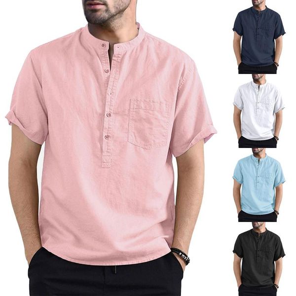 men's casual shirts fashio summer for men solid color polyester button v neck patch pocket linen short sleeve plus size shirt 2021, White;black
men's casual shirts fashio summer for men solid color polyester button v neck patch pocket linen short sleeve plus size shirt 2021, White;black