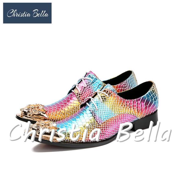 dress shoes christia bella shiny colorful glod metal toe genuine leather men lace up oxfords italian designer flats, Black
dress shoes christia bella shiny colorful glod metal toe genuine leather men lace up oxfords italian designer flats, Black