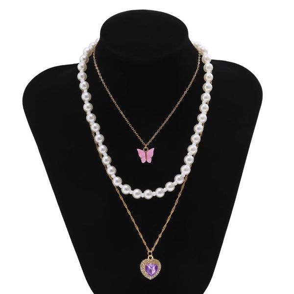 chains vintage crystal heart necklace for women fashion jewelry set animal butterfly imitation pearl punk accessories, Silver
chains vintage crystal heart necklace for women fashion jewelry set animal butterfly imitation pearl punk accessories, Silver