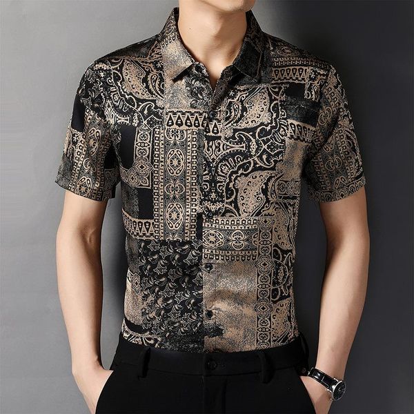men's casual shirts luxury retro short sleeve shirt men summer business dress streetwear button up clothing camisa masculina, White;black
men's casual shirts luxury retro short sleeve shirt men summer business dress streetwear button up clothing camisa masculina, White;black