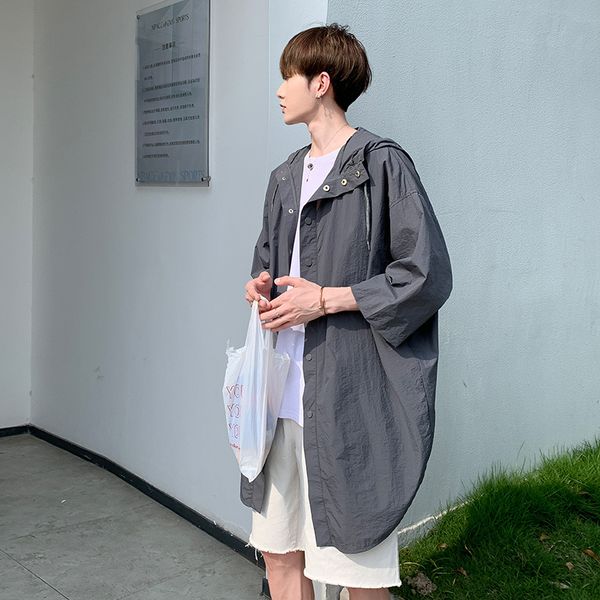 men's jackets summer thin fashion casual short-sleeved men streetwear breathable sunscreen hooded mens long coat, Black;brown
men's jackets summer thin fashion casual short-sleeved men streetwear breathable sunscreen hooded mens long coat, Black;brown