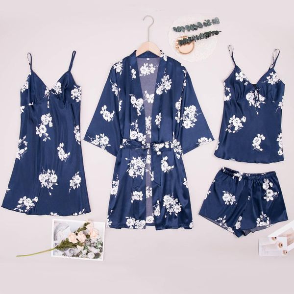 women's sleepwear nightgown set ice silk summer suspender skirt shorts 4-piece bathrobe morning gown home dress printed nightdress, Black;red
women's sleepwear nightgown set ice silk summer suspender skirt shorts 4-piece bathrobe morning gown home dress printed nightdress, Black;red