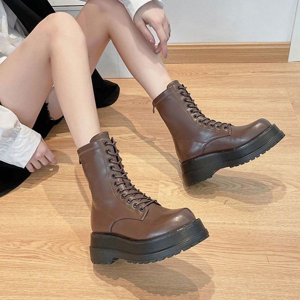 boots 2021 women genuine leather thick bottom platform lace up autumn winter shoes motorcycle ankle female chunky booties, Black
boots 2021 women genuine leather thick bottom platform lace up autumn winter shoes motorcycle ankle female chunky booties, Black