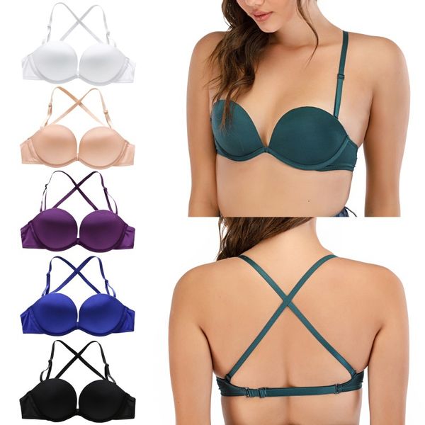 bras summer for women seamless solid push up bra u-shaped cut-back intimates female simple underwear je5s, Red;black
bras summer for women seamless solid push up bra u-shaped cut-back intimates female simple underwear je5s, Red;black