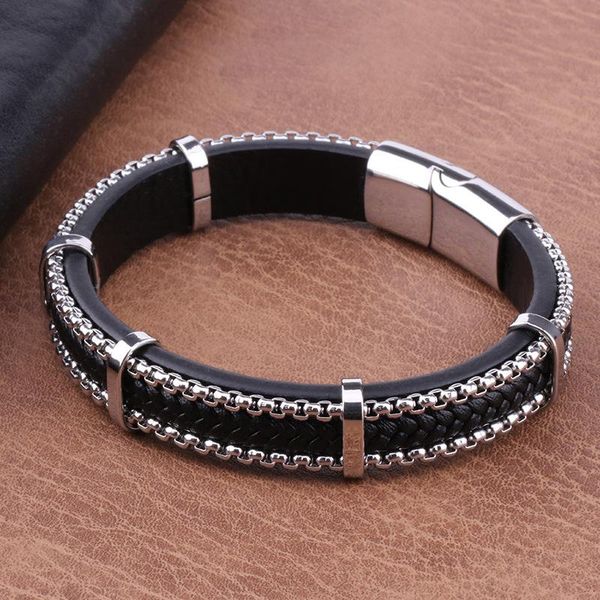 charm bracelets creative titanium steel mixed leather rope bracelet domineering men's 316l stainless fashion mingke wholesale, Golden;silver
charm bracelets creative titanium steel mixed leather rope bracelet domineering men's 316l stainless fashion mingke wholesale, Golden;silver