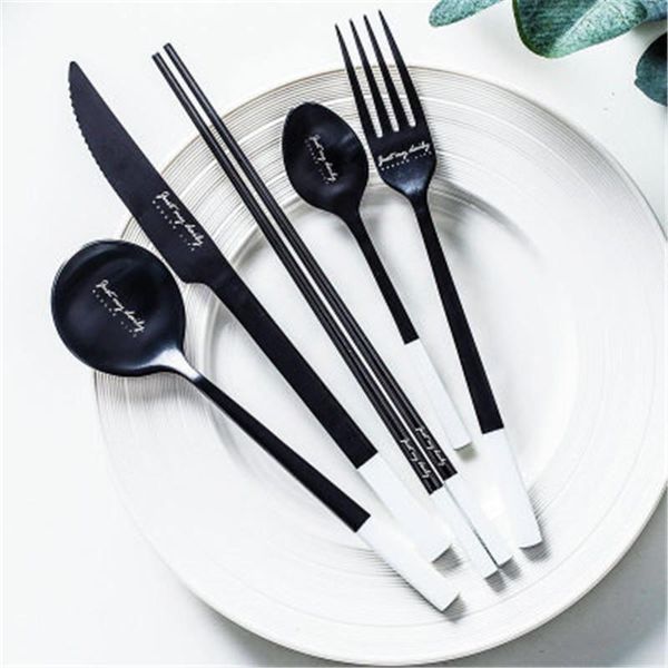 dinnerware sets nordic black white steak knife spoon fork set cutlery western tableware creative stainless steel chopsticks
dinnerware sets nordic black white steak knife spoon fork set cutlery western tableware creative stainless steel chopsticks