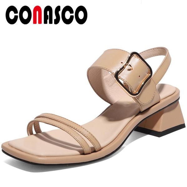 dress shoes conasco women sandals genuine leather pumps fashion concise buckle casual high heels summer arrival woman, Black 
dress shoes conasco women sandals genuine leather pumps fashion concise buckle casual high heels summer arrival woman, Black