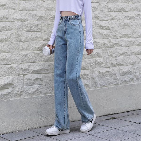 women's jeans high-waist wide-leg pants straight-leg loose-fitting drape mopping, Blue
women's jeans high-waist wide-leg pants straight-leg loose-fitting drape mopping, Blue