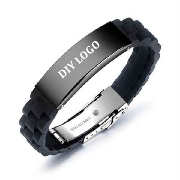 drop customize titanium steel silicone glossy bracelet for men diy logo laser engrave name black bracelets jewelry gifts charm, Golden;silver
drop customize titanium steel silicone glossy bracelet for men diy logo laser engrave name black bracelets jewelry gifts charm, Golden;silver