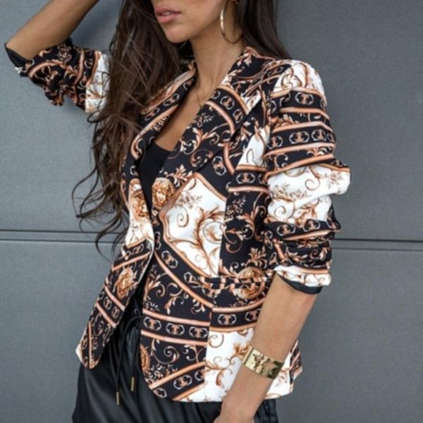 women's suits & blazers dstwjmx 2021 autumn design women jacket long sleeve casual blazer coat floral print one button slim suit, White;black
women's suits & blazers dstwjmx 2021 autumn design women jacket long sleeve casual blazer coat floral print one button slim suit, White;black