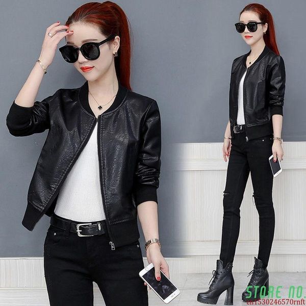 women's leather & faux 2021 pu jacket women black color mandarin collar zippers short female jackets high quality
women's leather & faux 2021 pu jacket women black color mandarin collar zippers short female jackets high quality