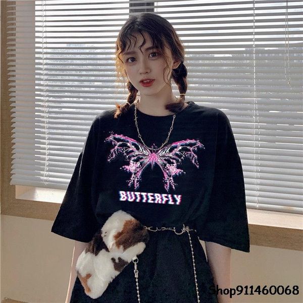 women's t-shirt summer streetwear print gothic vintage butterfly drop korean black large size harajuku short sleeve women t-shirts, White
women's t-shirt summer streetwear print gothic vintage butterfly drop korean black large size harajuku short sleeve women t-shirts, White