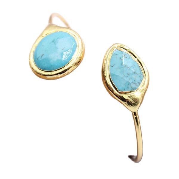 bangle guaiguai jewelry blue turquoises electroplated edge gold color plated bracelet handmade trendy for lady, Black
bangle guaiguai jewelry blue turquoises electroplated edge gold color plated bracelet handmade trendy for lady, Black