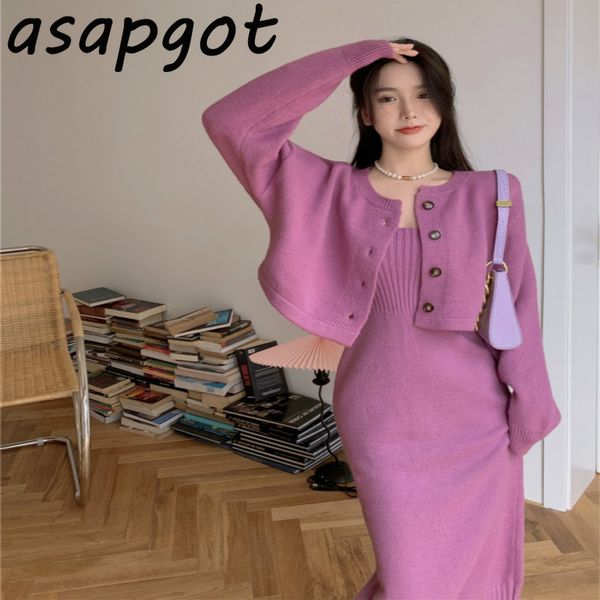 fashion autumn purple o neck cardigan short knitted sweaters slim high waist spaghetti strap dress temperament sets lady 210429, White
fashion autumn purple o neck cardigan short knitted sweaters slim high waist spaghetti strap dress temperament sets lady 210429, White