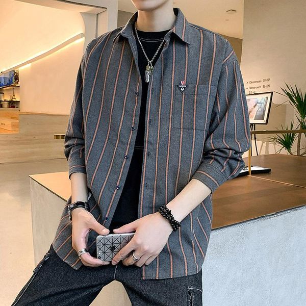 men's casual shirts brand 2021 spring autumn long sleeves flannel collar korea style shirt for plaid harajuku clothing, White;black
men's casual shirts brand 2021 spring autumn long sleeves flannel collar korea style shirt for plaid harajuku clothing, White;black