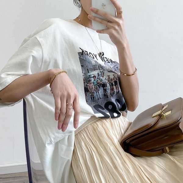women's t-shirt 2021 autumn imprinted the neck-neck short sleeve korean fashion cotton tide female, White
women's t-shirt 2021 autumn imprinted the neck-neck short sleeve korean fashion cotton tide female, White