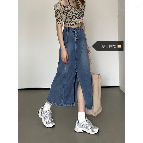 skirts mid-length denim skirt female 2021 spring and summer korean style high waist split multi-breasted versatile a-line trend, Black
skirts mid-length denim skirt female 2021 spring and summer korean style high waist split multi-breasted versatile a-line trend, Black