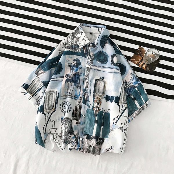 men's casual shirts shirtpattern printed short men's loose drop shoulder casual half sleeve fashion brand student net red shirt 6a, White;black
men's casual shirts shirtpattern printed short men's loose drop shoulder casual half sleeve fashion brand student net red shirt 6a, White;black