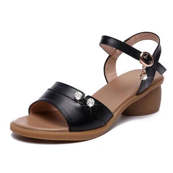 summer fashion sandals genuine leather shoes woman large size non-slip thick heel mom open casual, Black
summer fashion sandals genuine leather shoes woman large size non-slip thick heel mom open casual, Black