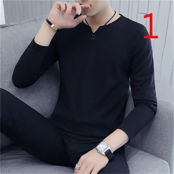 hong kong spring men's long-sleeved t-shirt slim korean tide 210420, White;black
hong kong spring men's long-sleeved t-shirt slim korean tide 210420, White;black