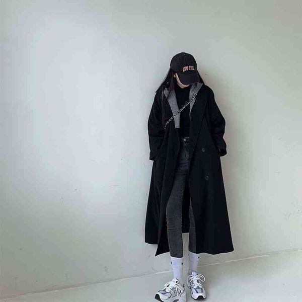 women's wool & blends jaqueta para mulher preppy hit color mid-length coreano preto casual primavera outono casaco gótico feminino long, Black
women's wool & blends jaqueta para mulher preppy hit color mid-length coreano preto casual primavera outono casaco gótico feminino long, Black